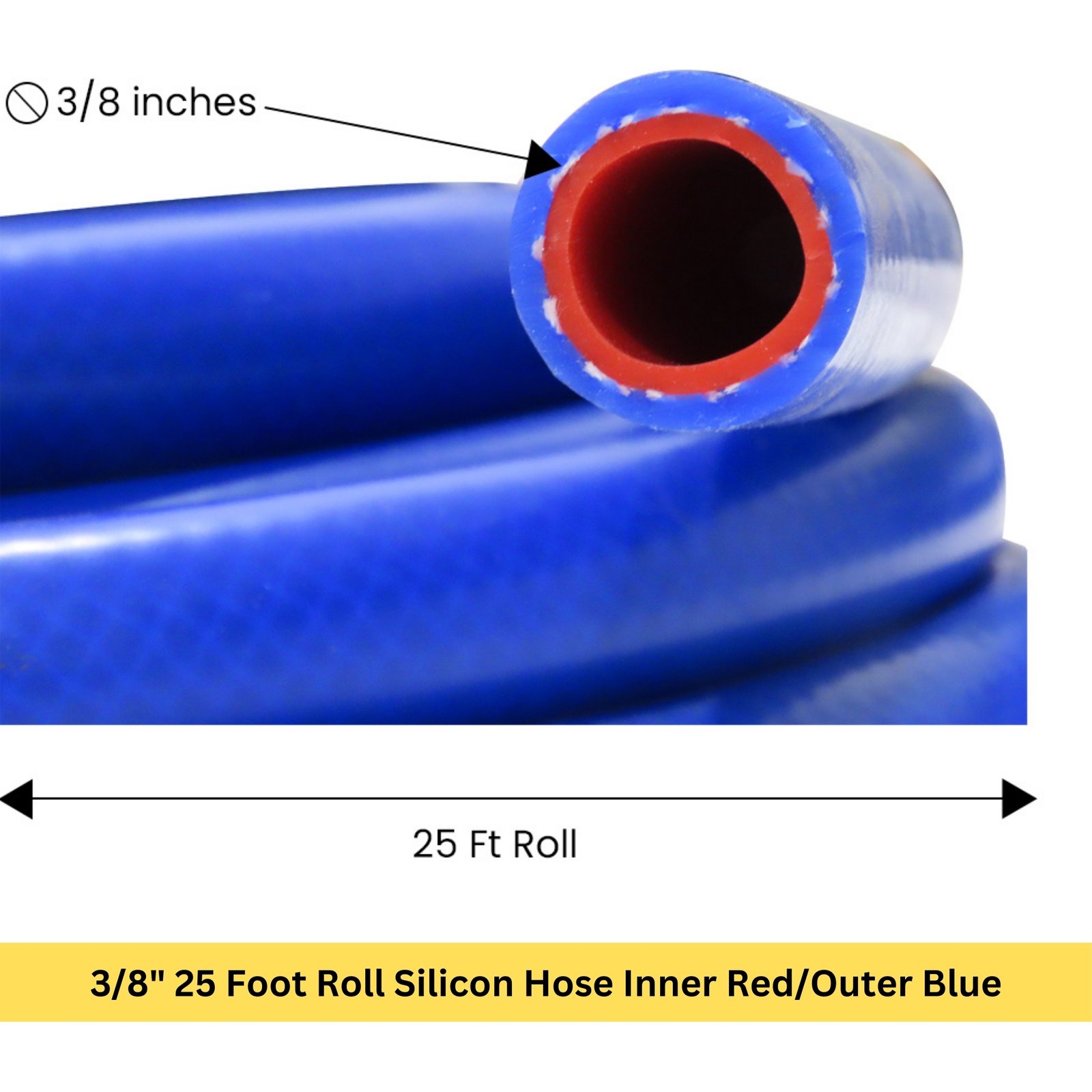 3/8" Foot Roll Silicon Hose Inner Red/Outer Blue