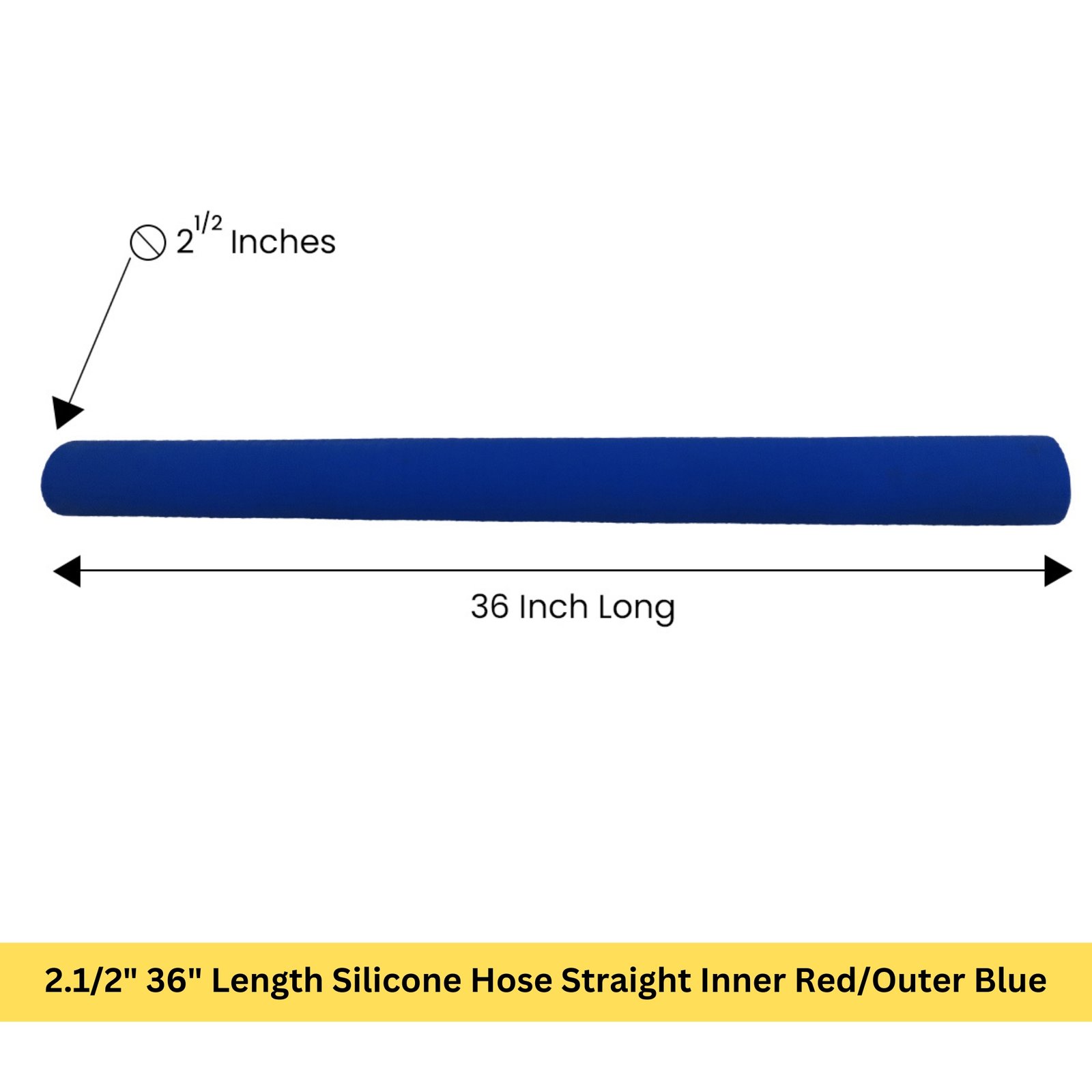 2.1/2" 36" Length Silicone Hose Straight Inner Red/Outer Blue