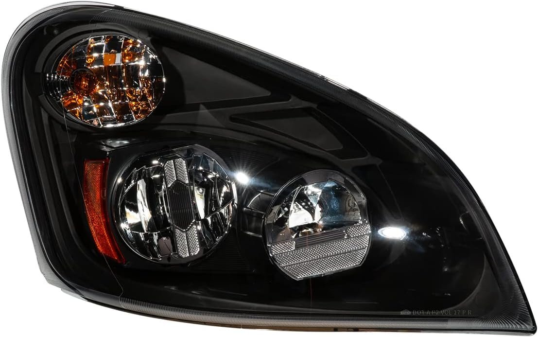 RH LED Head lamp black with LED bulb Freightliner Cascadia 2008-2017